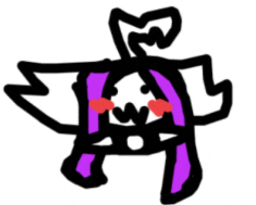 a black and purple drawing of a person with hearts on their face .