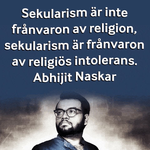 a picture of a man with glasses and the words " sekularism ar inte franvaron av religion "