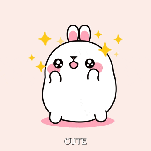 a cartoon of a bunny with the word cute under it