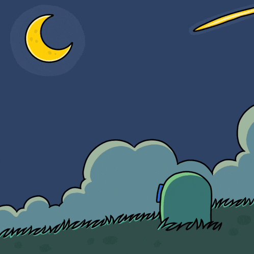 a cartoon drawing of a crescent moon with a shooting star in the sky