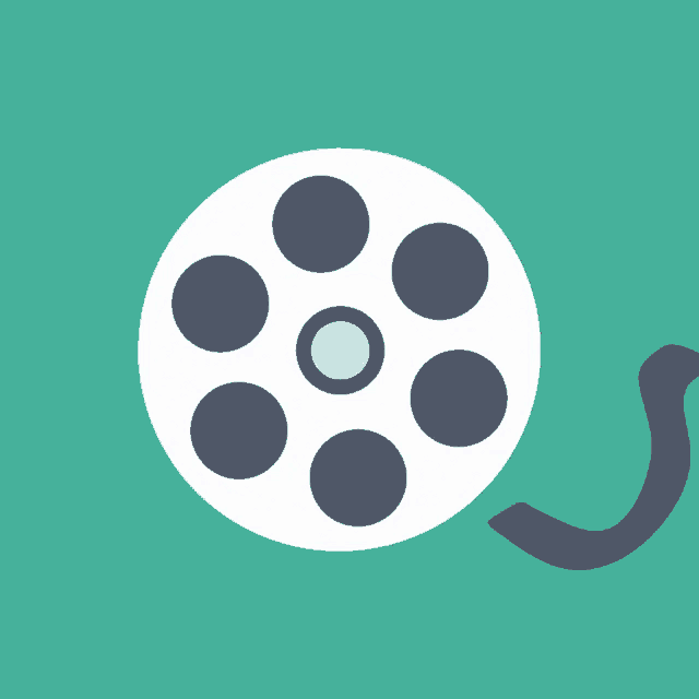 a cartoon illustration of a film reel with a shadow