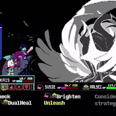 a screenshot of a video game with a character named kris and susie