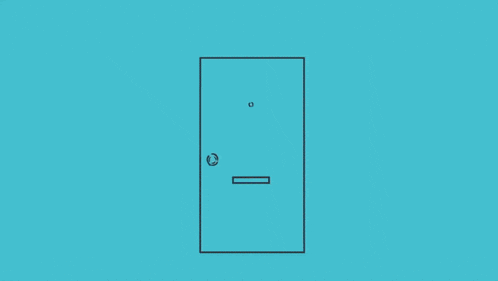 a man in a yellow shirt and blue shorts is standing in front of a door holding a book .