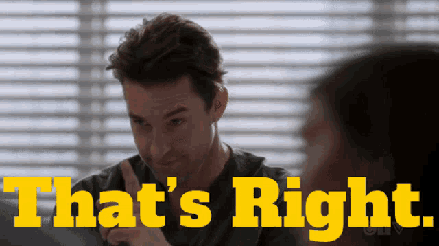 a man giving a thumbs up with the words that 's right in yellow