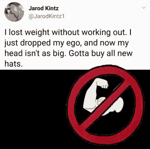 a tweet by jarod kintz shows a picture of a man flexing his arms