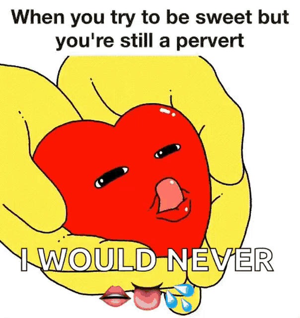 a cartoon of a person holding a heart with their tongue out .