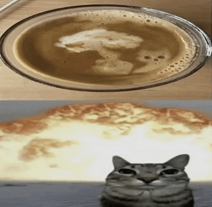 a picture of a cup of coffee and a picture of a cat