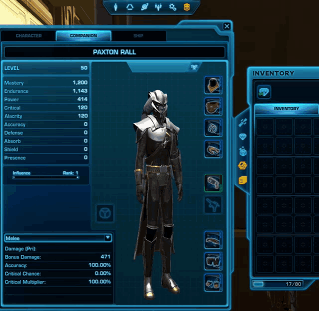 a computer screen shows a character named paxton ral