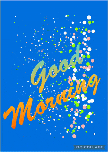 a blue background with good morning written in orange