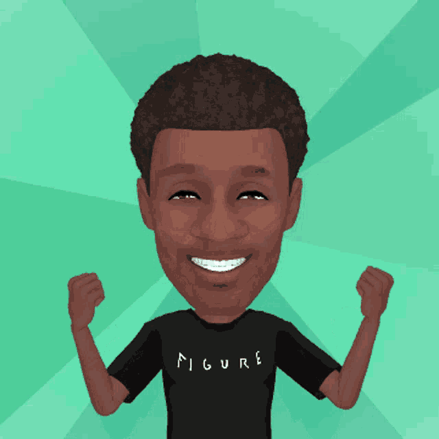 a cartoon of a man wearing a black shirt that says figure