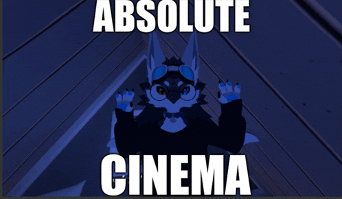 a poster with a furry character and the words absolute cinema on it
