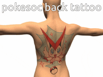 a woman has a tattoo of a pokemon on her back