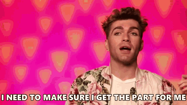 a man in a floral shirt is saying i need to make sure i get the part for me