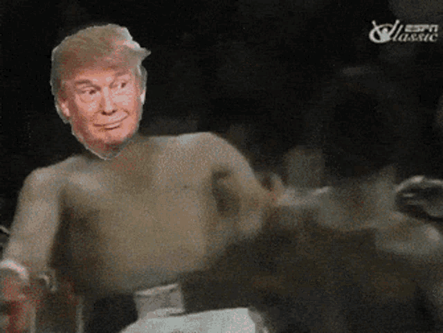 a picture of a man with a donald trump face on it