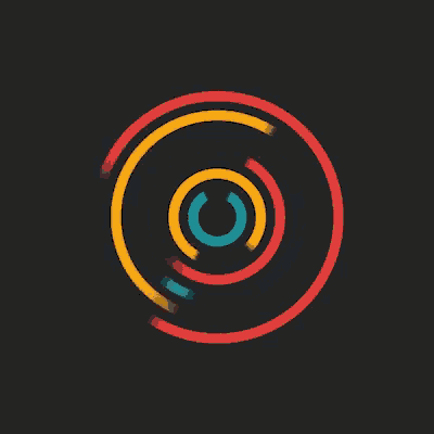 a colorful circle with the letter c in the center on a black background
