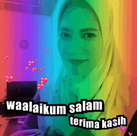 a woman wearing a hijab with the words waalaikum salam terima kasih