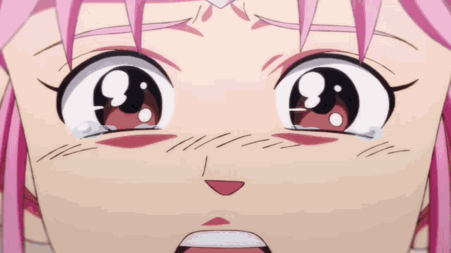 a close up of a cartoon character 's eyes with tears coming out of them