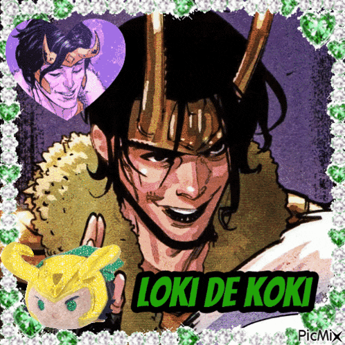 a picture of a comic book character with the name loki de koki on the bottom