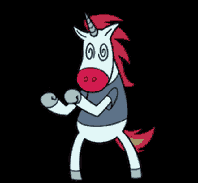 a cartoon unicorn giving the middle finger