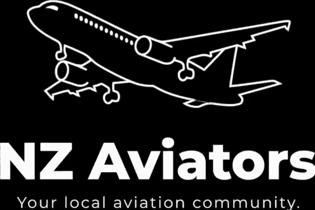 a logo for nz aviators shows a plane flying in the air