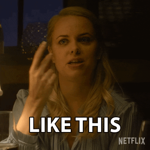 a woman giving the middle finger with the words like this written below her