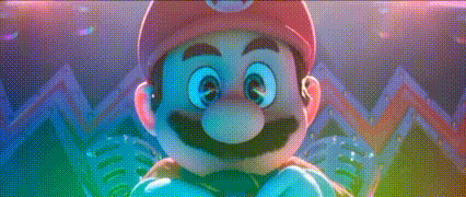 a close up of a cartoon character , mario , wearing a hat and tie .