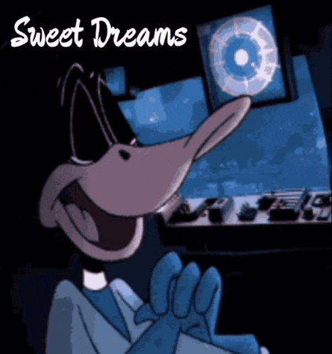 a picture of a cartoon character with the words sweet dreams written above it