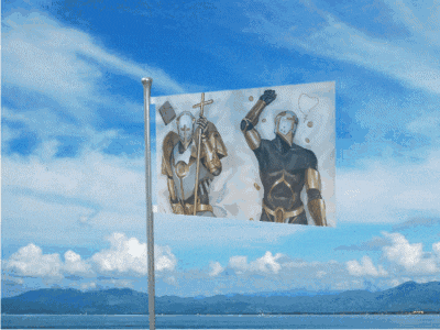 a flag with a picture of an anchor on it
