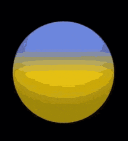 a yellow and blue smiley face with a surprised expression on its face