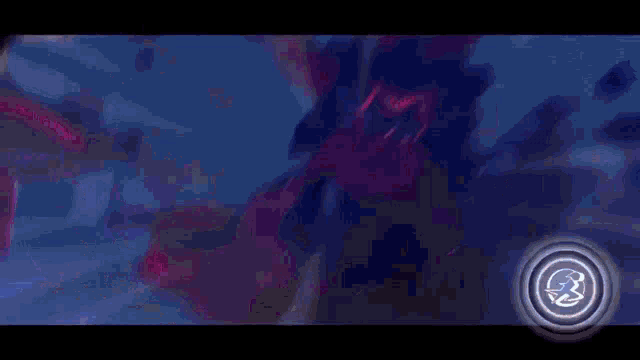 a person is fighting a monster in a video game with a circle in the middle of the screen .