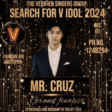 a poster for the verified singers group search for v idol in 2024
