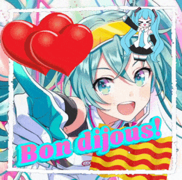 a picture of hatsune miku with the words bon dijous on it
