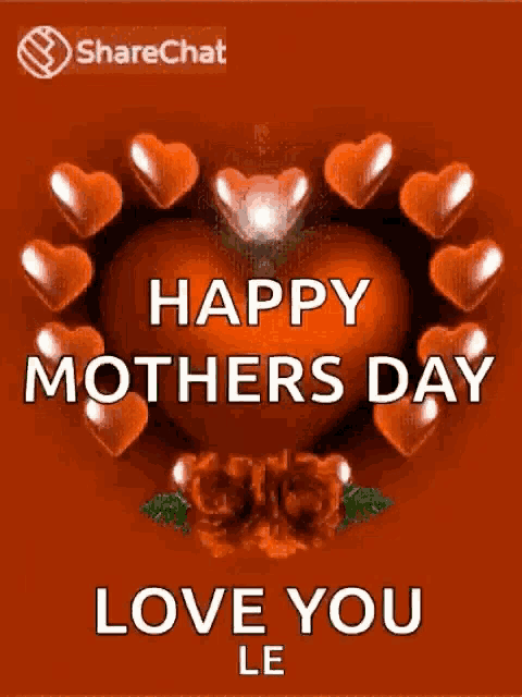 a happy mother 's day greeting card with hearts around a heart