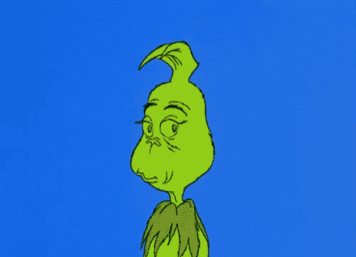 a cartoon drawing of grinch with a very angry look on his face