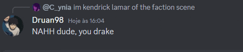 a screenshot of a conversation between drake and nahh dude