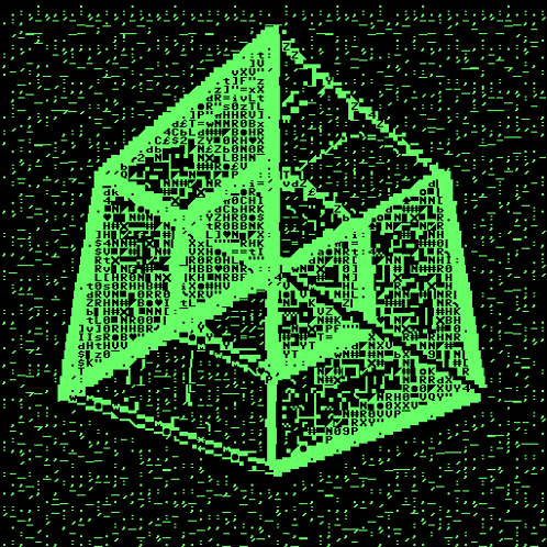 a green and black image of a star wars character on a dark background