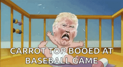 Trump Tantrum Carrot Top Booed GIF - Trump Tantrum Carrot Top Booed Baseball Game GIFs