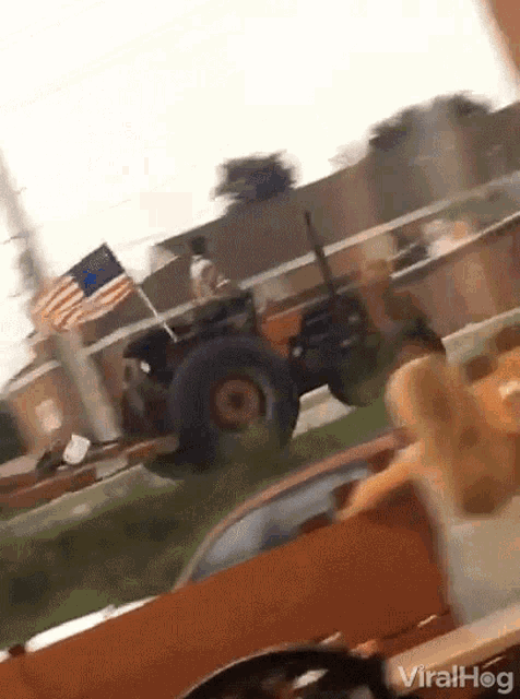 Patriotic Tractor Car Chase GIF - Patriotic Tractor Car Chase Police GIFs