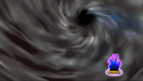 a blue background with a purple power sign