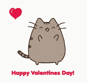 a cartoon cat is standing next to a heart and says `` happy valentines day ! ''