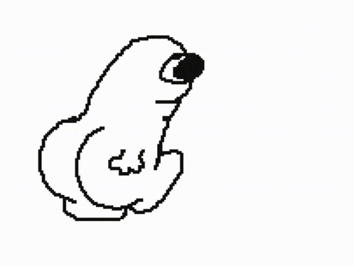 a black and white pixel art drawing of a dog 's butt on a white background .