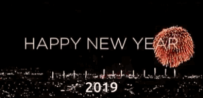 a happy new year greeting card with fireworks displayed in the background