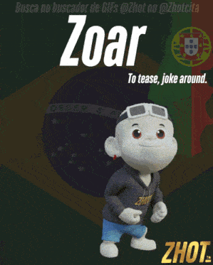 a cartoon character with the name zoar on the top