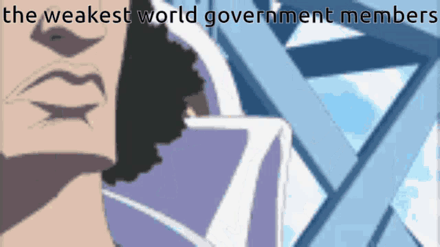 a cartoon of a man with the words the weakest world government members above him