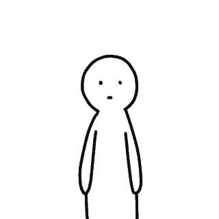 a black and white drawing of a stick figure with a sad face holding a hat .