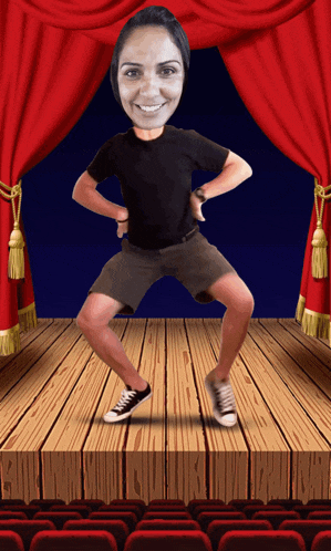 a cartoon of a woman dancing on a stage