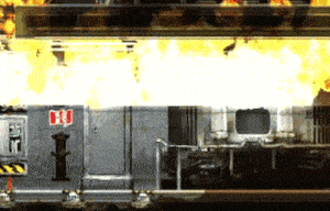 a train with the number 13 on it is on fire