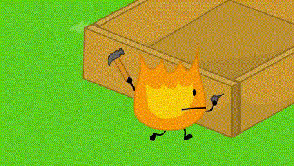 a cartoon character says be more careful while standing next to a fireball
