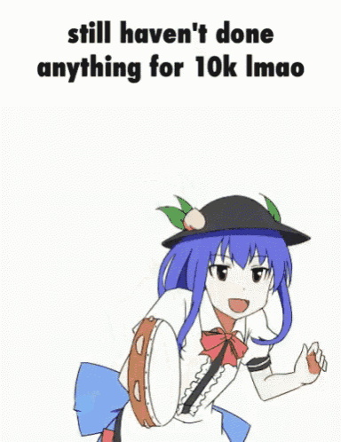 a cartoon girl with blue hair is holding a tambourine in her hands .