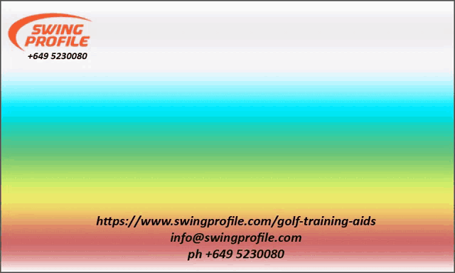 a swing profile business card with a rainbow colored background